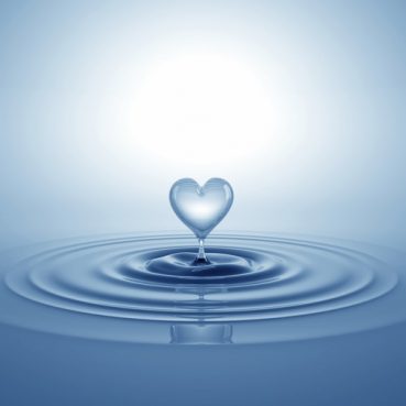 Heart shaped water splash. Conceptual symbol. 3D illustration.