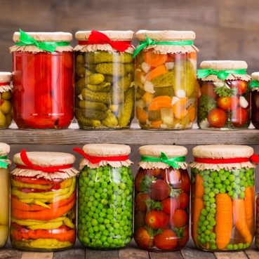 Preserved vegetables in the jars