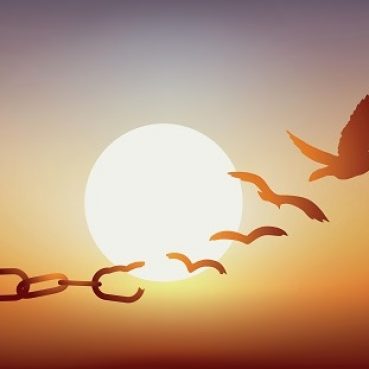 Concept,Of,Liberty,Found,,With,Chains,Breaking,And,Turning,Into