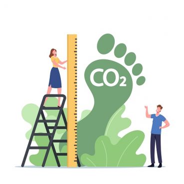 Tiny,Female,Character,Measure,Huge,Green,Foot,,Carbon,Footprint,Pollution,